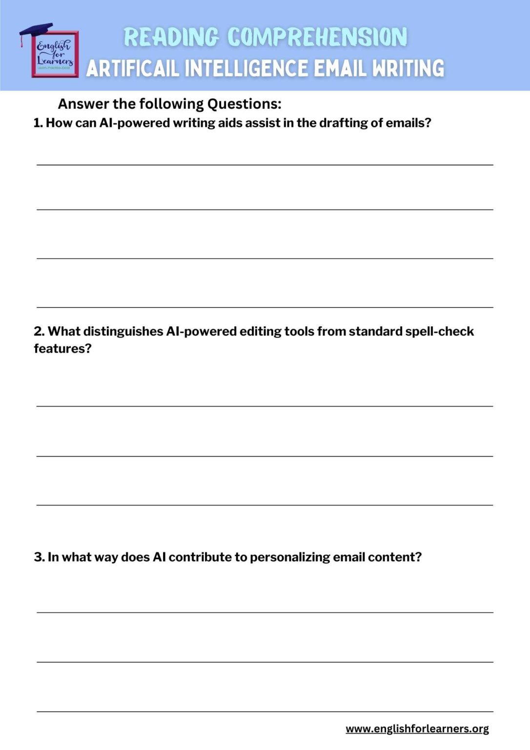 Artificial Intelligence Email Writing, Reading Passage With Questions