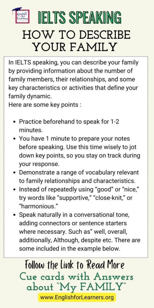 how to describe your family, describe your family cue cares, ielts questions on family