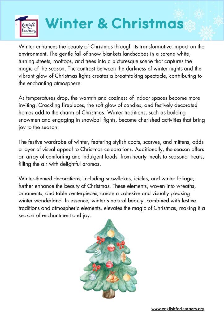 comprehension passage christmas